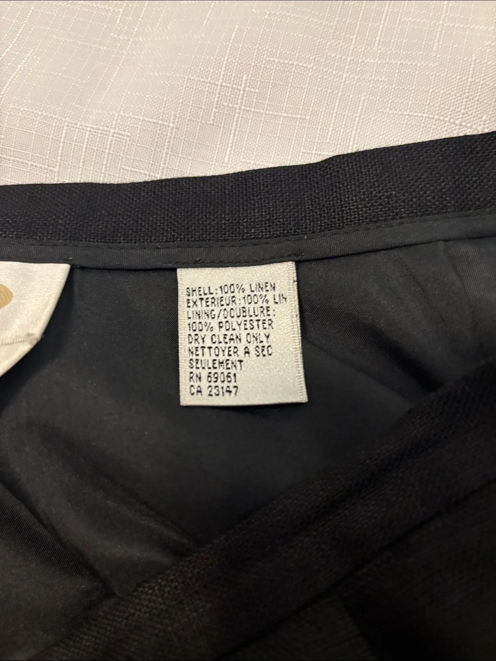 VTG Talbots Black Irish 100% Linen Pencil Skirt SZ 14 Fully lined 90s minimalist